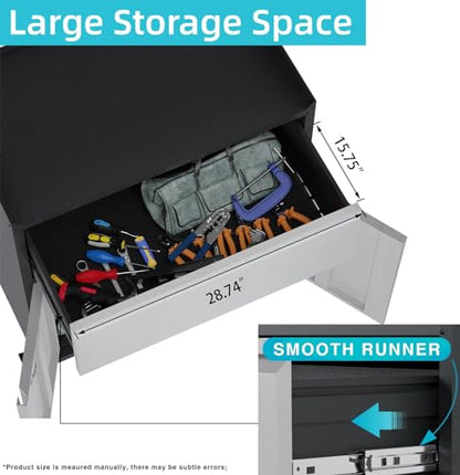 Rolling Garage Storage Cabinet with Door and Drawer, Lockable Metal Tool Cabinet on Wheels for Garage, Home, Office, Black & Gray, Assembly Required, (18.11" D x 30.31" W x 35.43" H) - size: 18.11" W x 30.29" D x 35.42" H