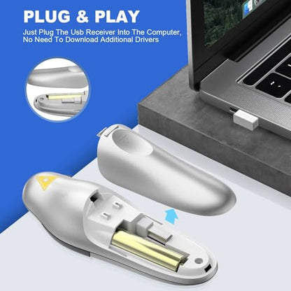 QUI 2 Pack Wireless Presenter PowerPoint Clicker, USB, Silver | RF 2.4G USB Presentation Clicker,Support PowerPoint, Google Slides, Keynote, Compatible with Windows & Mac - color: Silver, style: USB
