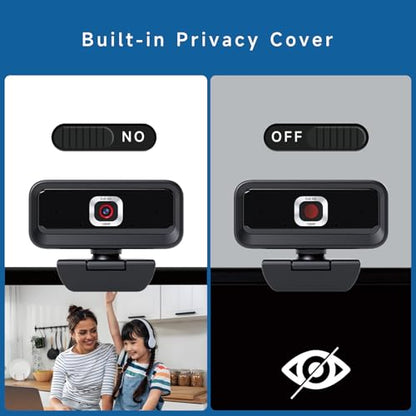 Webcam for PC, Computer Camera for Desktop, 1080P Webcam with Tripod,USB Web Cam, 2 Noise Reduction Mics, Built-in Privacy Cover,Plug&Play - style: 1080P Ultimate Cost Effective