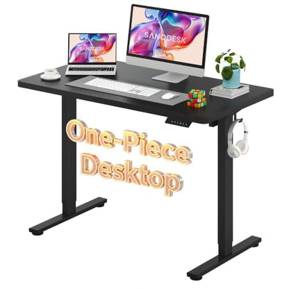 SANODESK One-Piece Electric Height Adjustable Standing Desk 48''x 24'' - color: Black Frame+black Top, size: 48x24"