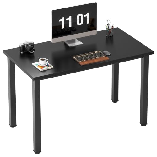 Need Small Computer Desk, 39.4 Inch Sturdy Writing Desk, Compact, All Black | Metal Frame, Teens Study Table, Home Office Desk, Adjustable Feet, Water-Resistant, Dorms & Bedrooms, Easy Assembly - color: Black, size: 39.4 inches