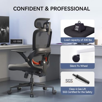 SIHOO B100 SE Ergonomic Mesh Office Chair, Desk Chair with Lumbar Support - color: Jet Black, size: Pack of 1