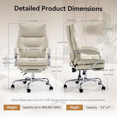 LEAGOO LE Office Chair with Footrest, Reclining Desk Chair for Home Office