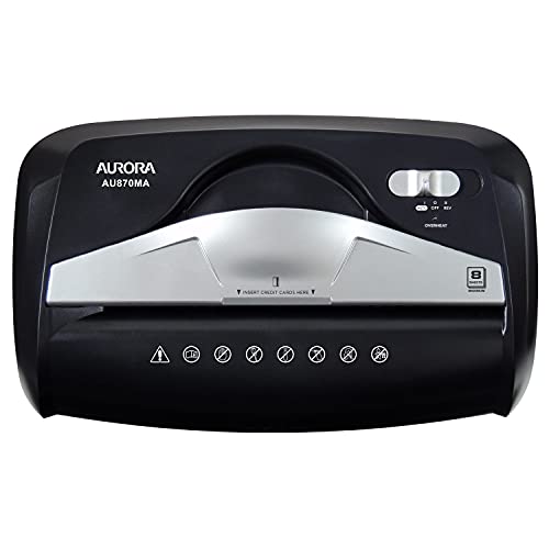 Aurora AU870MA High-Security 8-Sheet Micro-Cut Paper Credit Card Shredder Black - size: 8-Sheet MicroCut