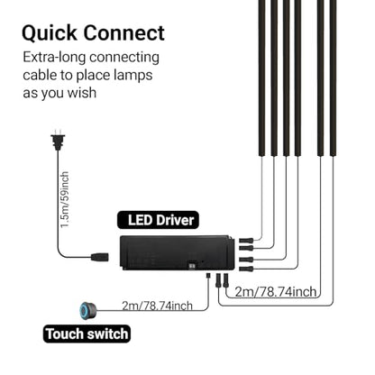 HAMRVL Black LED Recessed Lighting Kit - 6 PCS 16-Inch 3000k Dimmable Warm White LED Lights with Touch Switch, Wall Panel Light for Wood Slat Wall Panels, Headboards, Stairs, Under Cabinet, Home Decor - size: 16-Inch/6 Pack