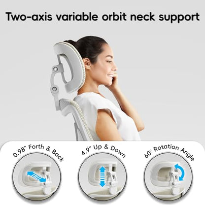 Ergonomic Office Chair:Home Office Desk Chairs with Headrest Lumbar Support | Ergalithic Ergonomic Desk Chair X-Shaped Mesh PU Leather Executive Computer Chair High Back Flip-Up Arms for Long Hour - color: Beige