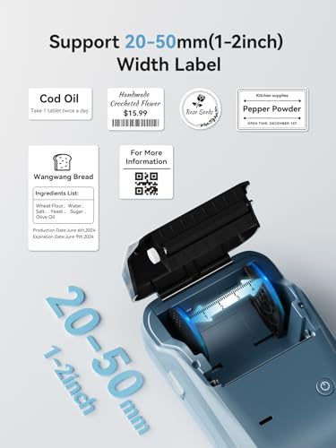 NIIMBOT B1 Label Maker Machine with 3 Tapes, 2Inch Thermal Label Printer - color: Blue, style: 1 Printer+3 Roll Labels