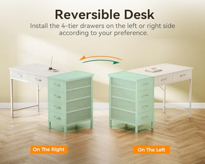ODK 40 Inch White Computer Desk with 6 Drawers - color: White, size: 40 Inch