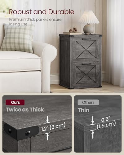 VASAGLE File Cabinet, Filing Cabinet with 2 File Drawers, Printer Stand, Fit A4, Letter Size, Hanging File Folders, Modern Farmhouse Style, for Home Office, Misty Gray UOFC048G01 - color: Misty Gray, style: 2 Drawers