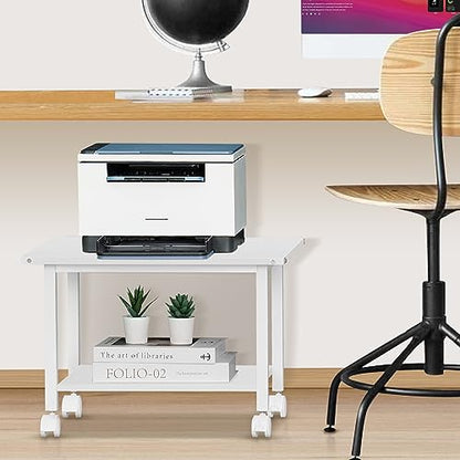 Lerliuo Under Desk Printer Stand, 2-Tier Industrial Rolling Printer Table - color: White, size: 2-Tier