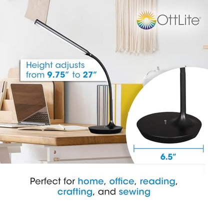OttLite Extended Reach LED Desk Lamp, Black