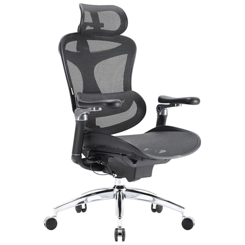 SIHOO Doro C300 Pro Ergonomic Office Chair with Ultra-Soft 6D Armrests | Dynamic Lumbar Support, Seat Depth Adjustment, Adjustable Backrest, Big & Tall Desk Chair for Home Office, Black - color: Ebony, size: Pack of 1
