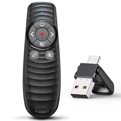 Presentation Clicker Wireless Presenter Remote Clicker for 2-in-1 USB Type C Powerpoint Clicker with Clicker, RF 2.4GHz USB C Presentation Remote PPT Slide Advancer for Mac/Google Slide/Keynote - style: USB C+USB A