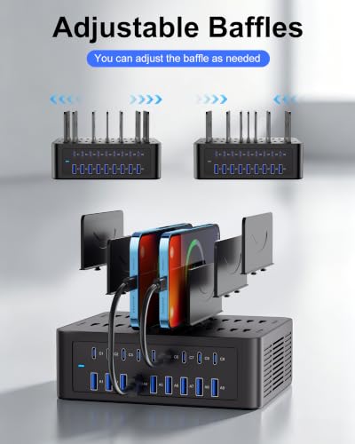 200W/40A Charging Station for Multiple Devices, 18 Port USB C Fast Charger