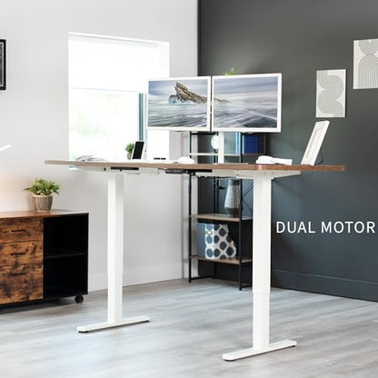 VIVO Electric Dual Motor Standing Desk Frame for 41 to 82 inch Table Tops, Frame Only, Ergonomic Standing Height Adjustable Base with Push Button Memory Controller, White, DESK-V122EW - color: White