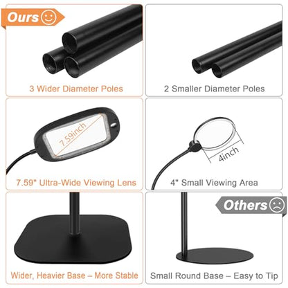 Floor Magnifying Glass with Light and Stand, 30X 10X Floor Magnifying Lamp