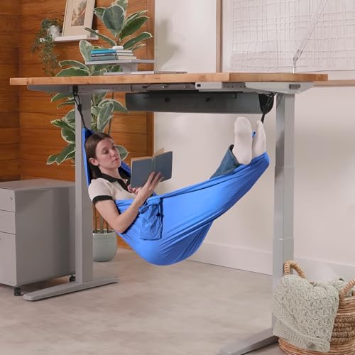 UPLIFT Desk Under Desk Hammock – Hammock for Office, Ergonomic Office Supplies Perfect for Rest & Relaxation, Durable and Easy to Use (Blue) - color: Blue