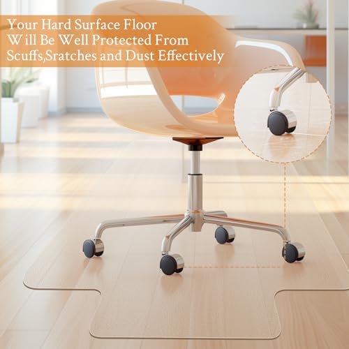 KMAT Office Chair Mat,Easy Glide Hard Wood Tile Floor Mats,Chair Mat for Home Office Rolling Chair,Heavy Duty Floor Protector -36"x48" with Lip - size: 36"x48", style: Hard Floor Mat With Lip