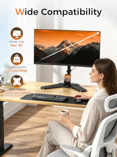 Suptek Single Monitor Mount, Adjustable Monitor Desk Mount for Fully Adjustable Stand 1 / Single Screen up to 32 inches (ML97401SEY) - size: Single Monitor Mount, style: Free standing