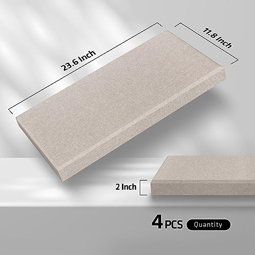 4 Pack Acoustic Panels 23.6"x11.8" Soundproof Fiberglass Panel, Linen - color: Linen, size: 23.6" x 11.8"-4pcs