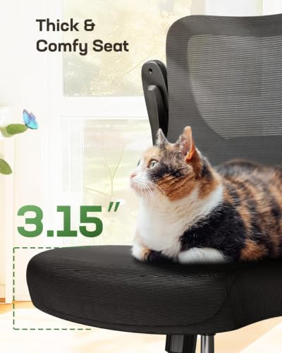 Marsail Drafting Chair, Tall Office Chair with 2D Lumbar Support, Standing Desk Chair,High Office Chair with Padded Flip-Up Armrests & Adjustable Footrest Ring, Dark | 2D lumbar support, padded flip-up armrests, 30.7 inch max seat height, breathable mesh