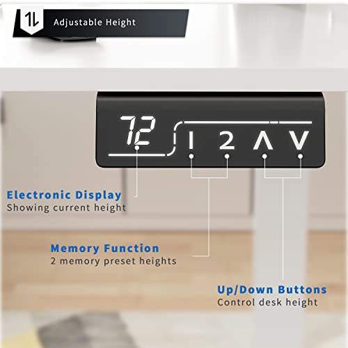 YESHOMY Height Adjustable Electric Standing Desk, 55 inch Computer Table, Home Office Workstation, White Leg/White Top - color: White Leg/White Top, size: 55in