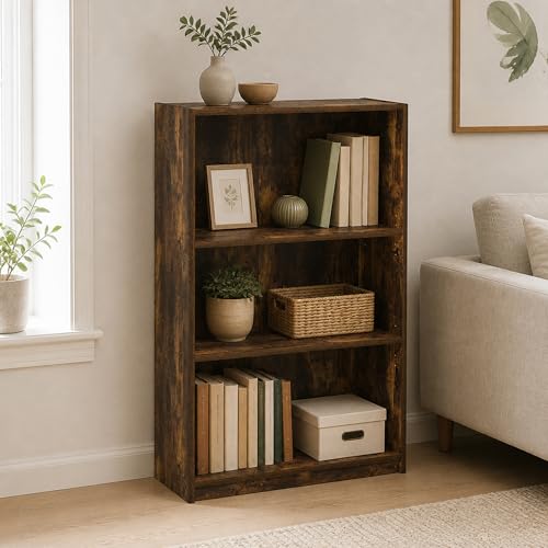 3-Tier Bookcase with Adjustable Shelves, Open Storage Bookshelf, Book Shelf, 9.5 x 24.5 x 40.3, for Living Room, Home Office, Bedroom, Amber Pine - color: Amber Pine, size: 3 Tier