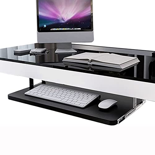 Desk Extender for Keyboard and Mouse, Wooden Keyboard Tray Height Adjustable Sliding Keyboard Drawer Storge Shelf, for Install Under The Desk (Color : Black, Size : 70 x 27cm) - color: Black, size: 70 x 27cm