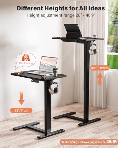 FiCiHi 24"x 16" Electric Standing Desk, Mobile Sit Stand Up Desk, Black - color: Black, size: 24" x 16"