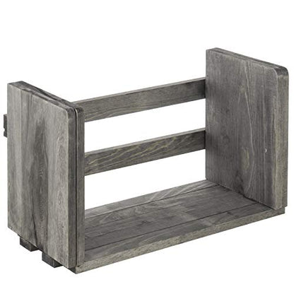 MyGift Barnwood Gray Wood Desktop Bookshelf Organizer, Expandable Adjustable Display Shelf Book Rack - color: Barnwood Gray