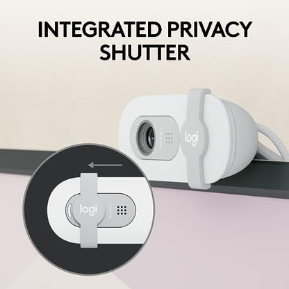 Logitech Brio 100 Full HD 1080p Webcam for Meetings and Streaming, Auto-Light Balance, Built-in Mic, Privacy Shutter, USB-A, for Microsoft Teams, Google Meet, Zoom and More - Off White (Renewed)