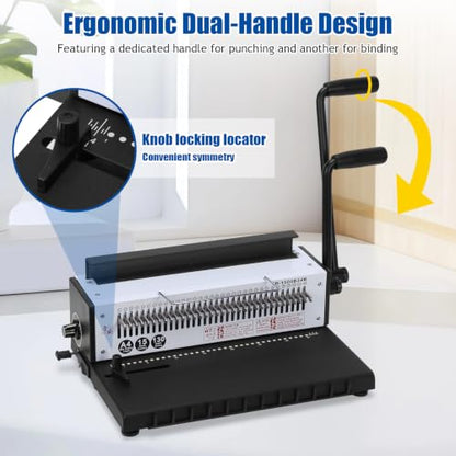 1500B34R Binding Machine Iron Ring A4 Paper Binder Tool Punch 15 Sheets/Bind 130 Sheets Multifunctional Binder Puncher for Home & Office