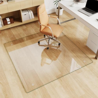 Glass Chair Mat 46" x 46" Tempered Glass Office Chair Mat - color: Transparent, size: 46" x 46"