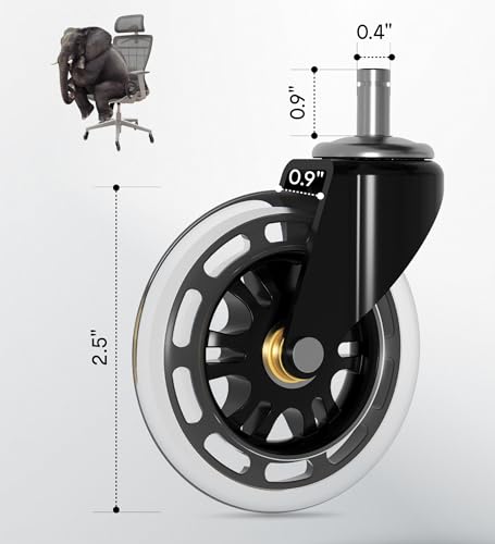 FLEXISPOT Heavy-Duty Office Chair Casters, 3", Set of 5