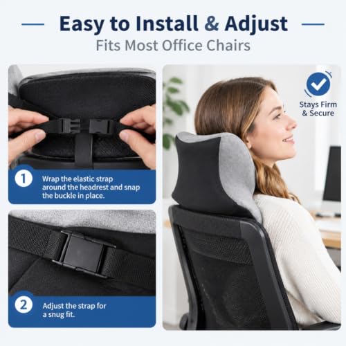 Office Chair Headrest, Adjustable Neck Support Pillow with Removable Washable Cover - Head Rest Attachment for Office Chairs and Wheelchairs, Neck Pillow for Desk Chair Napping (Blue) - color: Blue