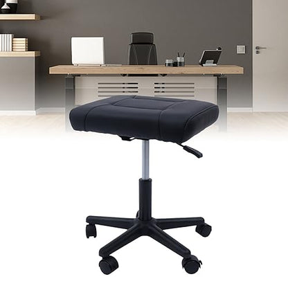Adjustable Height Office Footrest with Wheels 360 Rolling Multi-Use Stool for Gaming Home Office, Black
