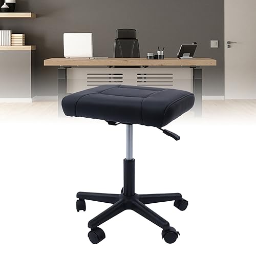 Adjustable Height Office Footrest with Wheels 360 Rolling Multi-Use Stool for Gaming Home Office, Black