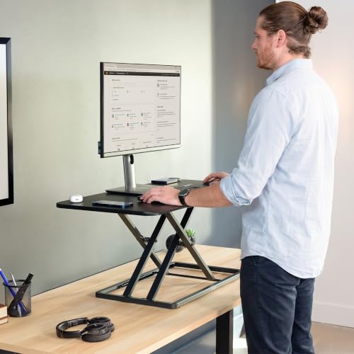 VIVO Black 36 in Single Top Standing Desk Converter, DESK-V036U - color: Black, size: 36"