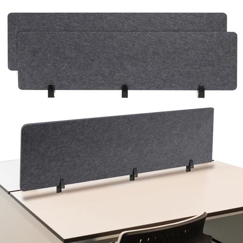2 PCS Acoustic Desk Divider Privacy Panel Desk Divider Desk Partition Noise Reducing Mounted Sound Proof Dividers for Office Reduce Noise 60" x 16" Dark Grey - size: 2 PCS 60"*16" Dark Grey