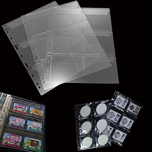 AITIME 6 Pocket Coin Sleeves, 10 Sheets Coin Pockets Pages for Binder - color: 10 Sheets-6 Pocket