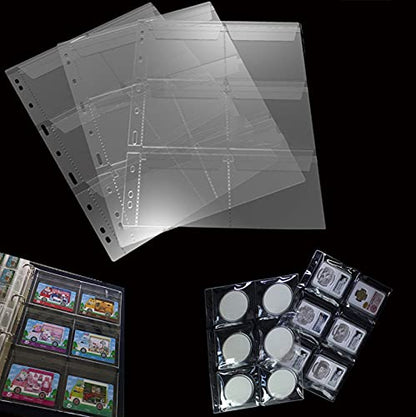 AITIME 6 Pocket Coin Sleeves, 10 Sheets Coin Pockets Pages for Binder - color: 10 Sheets-6 Pocket