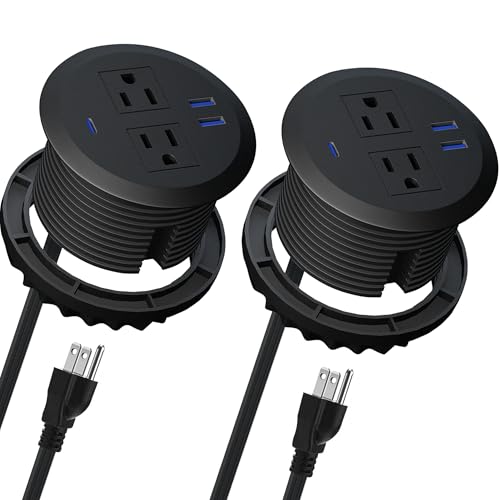 3-inch Desktop Power Grommet,2-Pack,PD20W USB-C,6.5-ft Cord,Black - size: Black,6.5 ft Cord