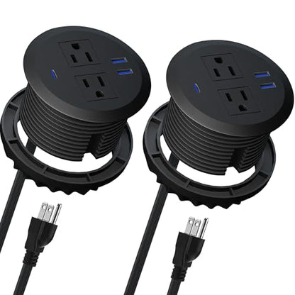 3-inch Desktop Power Grommet,2-Pack,PD20W USB-C,6.5-ft Cord,Black - size: Black,6.5 ft Cord