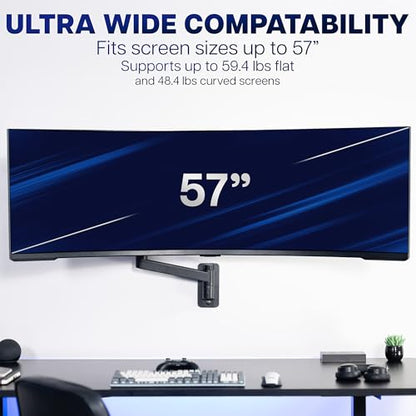 VIVO Black Ultrawide Monitor Wall Mount for up to 57 in Screens, MOUNT-G57 | TV and Monitor Arm, VESA Wall Mount, Designed for Samsung Odyssey Ark, Neo G9, ViewFinity S9, and More, Holds 59.4 lbs - size: Up to 57", style: Single Mount