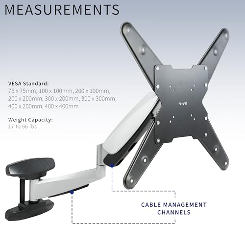 VIVO Counterbalance 40 to 70 inch LCD LED Plasma Screen TV Wall Mount, Above Fireplace Height Adjustable Pneumatic Spring Fully Articulating Bracket, Silver, MOUNT-VW03G - size: 40-70" screens, style: Wall Mount
