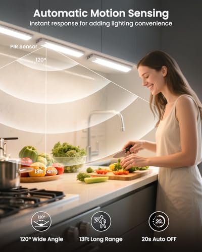 Pak 8 Inch LED Motion Sensor Under Cabinet Closet Light 5 Pack Rechargeable