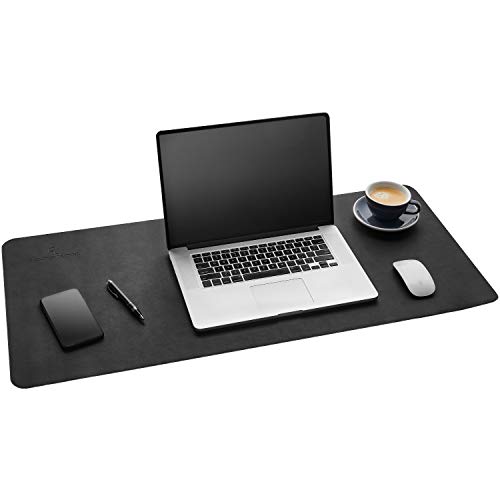 Gallaway Leather Desk Mat, Office Writing Desk Pad, Large 36" x 17" Black, for Top of Desks, Gift Ready Elegant Computer Desk Cover Protector PU Leather - color: Black, size: Large