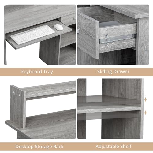 Karl home Computer Desk Study Writing Desk, Grey - color: Grey, size: with Keyboard 1