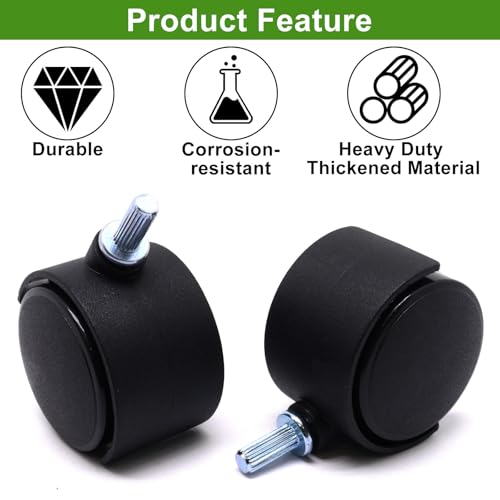 Plastic Caster Wheels 1.5 Inch, M6 Straight-Grained Rod Swivel Casters Set of 4, Black Nylon Replacement Casters Wheels for Furniture Table Cabinet Office Chair - style: 1.5 Inch-M6 Straight-grained Rod