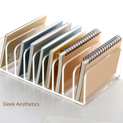 SANRUI 9-Compartment Clear Acrylic Mail Organizer, Vertical Mail Sorter Desk Organizer, Compact Letter Envelope Bill File Holder for Office Home Classroom - size: 9 Slots
